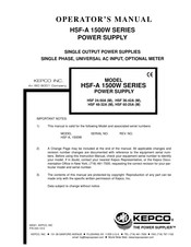KEPCO HSF-A Series Operator's Manual