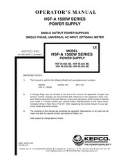 Kepco HSF-A Series Operator's Manual