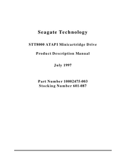 Seagate Technology STT8000 Product Description Manual