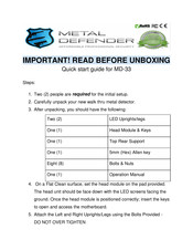 Metal Defender MD-33 Quick Start Manual