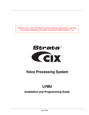 Toshiba Strata CIX LVMU Installation And Programming Manual