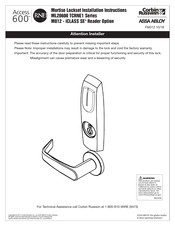 Assa Abloy Corbin Russwin Access 600 CL33600 TCRNE1 Series Installation Instructions Manual