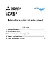 Mitsubishi Electric FR-D700 Series Safety Stop Function Instruction Manual