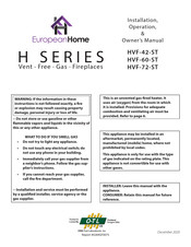 European Home H Series Installation & Operation Owner's Manual
