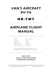 Van's Aircraft RV-7A Flight Manual