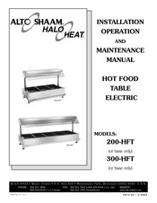Alto-Shaam HALO HEAT 300-HFT User's Installation, Operation And Maintenance Manual