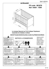 Vertbaudet NOUGATINE 70501-1304 Assembly Instructions Manual