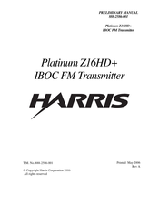 Harris Platinum Z16HD+ Preliminary Manual
