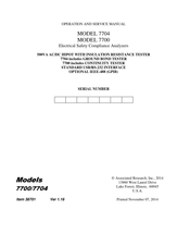 Associated Research 7700 Operation And Service Manual