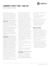 Vertiv LIEBERT PST4 Series Quick Installation Manual