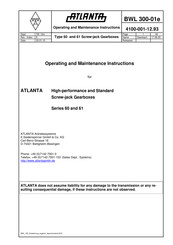 Atlanta 60 Series Operating And Maintenance Instructions Manual