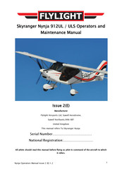 Flylight Airsports Skyranger Nynja 912UL Operator And  Maintenance Manual