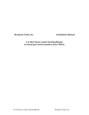 Broadcast Tools 38511 Installation Manual