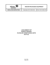 Johnson Controls DSH036B Installation Instructions Manual