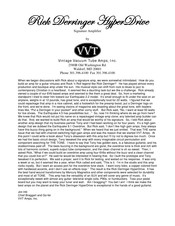 VVT AMPS Rick Derringer HyperDrive Quick Start Manual