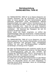 Swing MISTRAL TWIN 42 User Manual