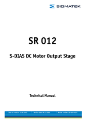 Sigmatek SR 012 Technical Manual