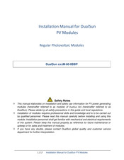 DUALSUN M-60-0BBP Series Installation Manual