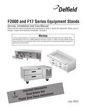 Delfield F17 Series Service, Installation And Care Manual