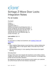 Clare Controls Schlage BE369 Integration Notes