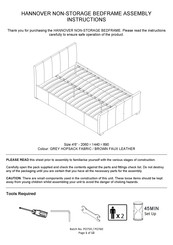 GFW HANNOVER NON-STORAGE BEDFRAME Assembly Instructions Manual