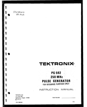 Tektronix PG502 Instruction Manual