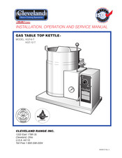 Welbilt Cleveland Range KGT-6-T Installation, Operation And Service Manual