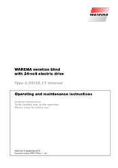 WAREMA Venetian 2.25/35.17 Operating And Maintenance Instructions Manual