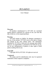 Icp Das Usa PCI-M512 User Manual