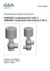 GEA VARIVENT W V Operating Instructions Manual