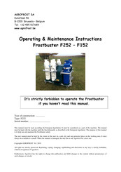 AGROFROST Frostbuster F252 Operating & Maintenance Instructions
