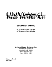 Universal Laser Systems ULS-25PSR Operation Manual