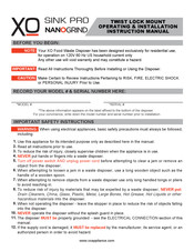 Xo SINK PRO NANOGRIND Operating & Installation Instruction Manual