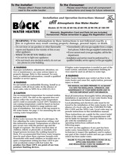 Bock Water heaters EZ 75-135 Installation And Operation Instruction Manual