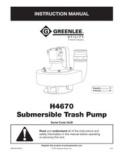 Textron GREENLEE UTILITY H4670 Instruction Manual