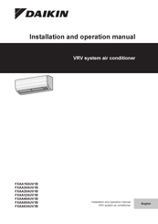 Daikin FXAA25AUV1B Installation And Operation Manual