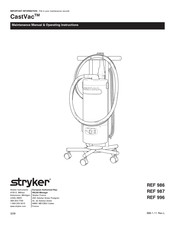 Stryker CastVac REF 996 Maintenance Manual & Operating Instructions