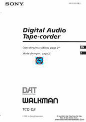 Sony Walkman TCD-D8 Operating Instructions Manual