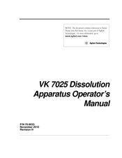 Agilent Technologies Varian VK 7025 Operator's Manual
