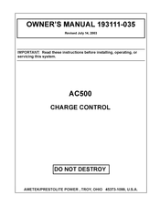 AMETEK/PRESTOLITE POWER AC500 Owner's Manual