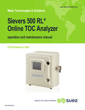 Suez Sievers 500 RLe Operation And Maintenance Manual