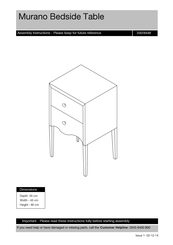 Argos Murano 330/8448 Assembly Lnstructions