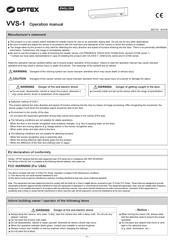 Optex VVS-1 Operation Manual