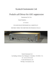 Kentech Instruments Pockels cell Driver Instructions For Use Manual