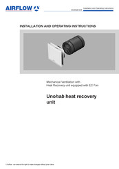 Airflow Uno hab Installation And Operating Instructions Manual