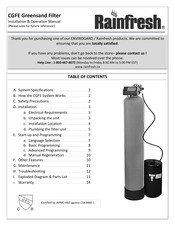 Rainfresh CGFE948 Installation & Operation Manual