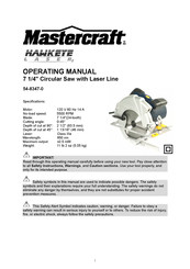 Mastercraft Hawkeye Laser 54-8347-0 Operating Manual