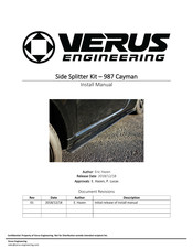 Verus Engineering 987 Cayman Install Manual