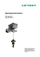 Liftket LSF Series Operating Instructions Manual