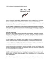 Treasure Cove Vibra-Probe 560 Quick Manual